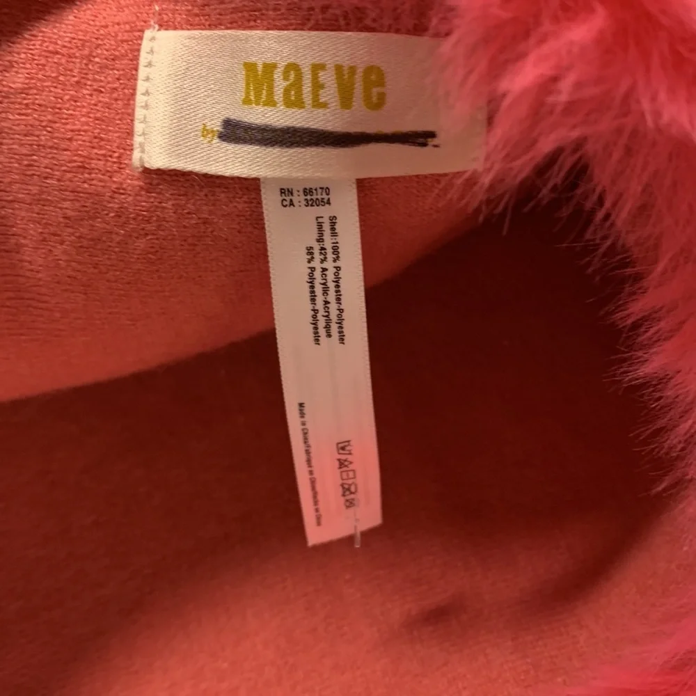 Anthropologie Maeve Pink faux fur scarf wrap one size new without tags arm warme